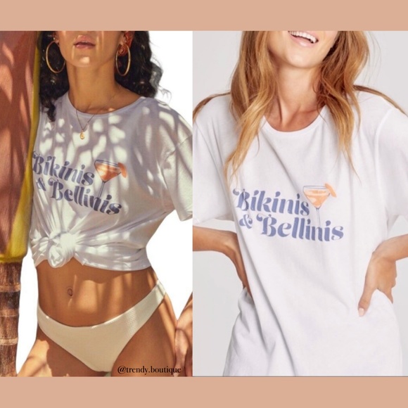 NEW Wildfox Bikinis & Bellinis Graphic White Tee S - Picture 1 of 12